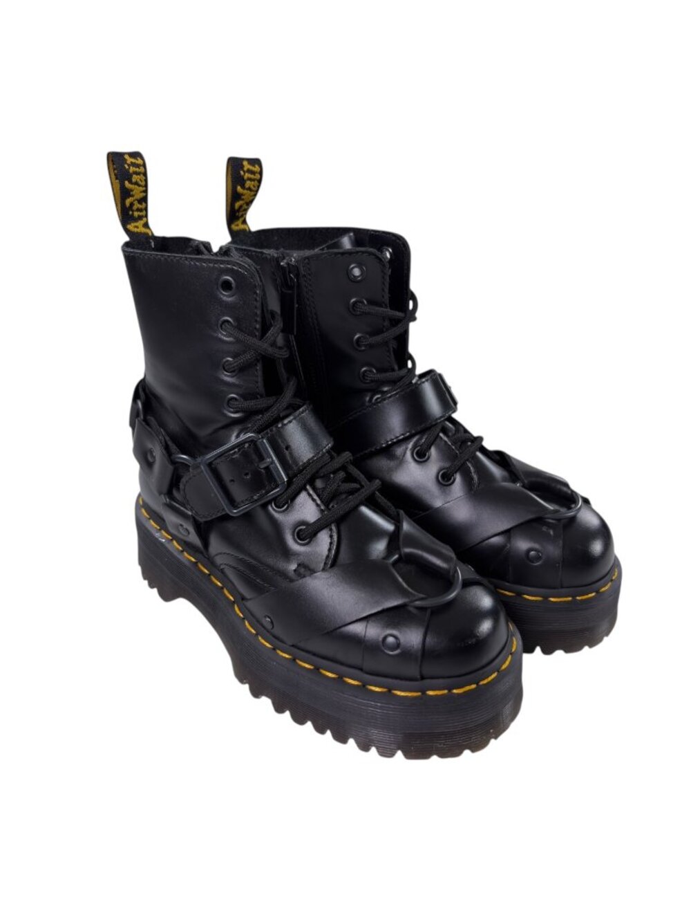 Dr. Martens Jadon Harness Side Zip Platform Boots Womens Size 5 Paris Leather